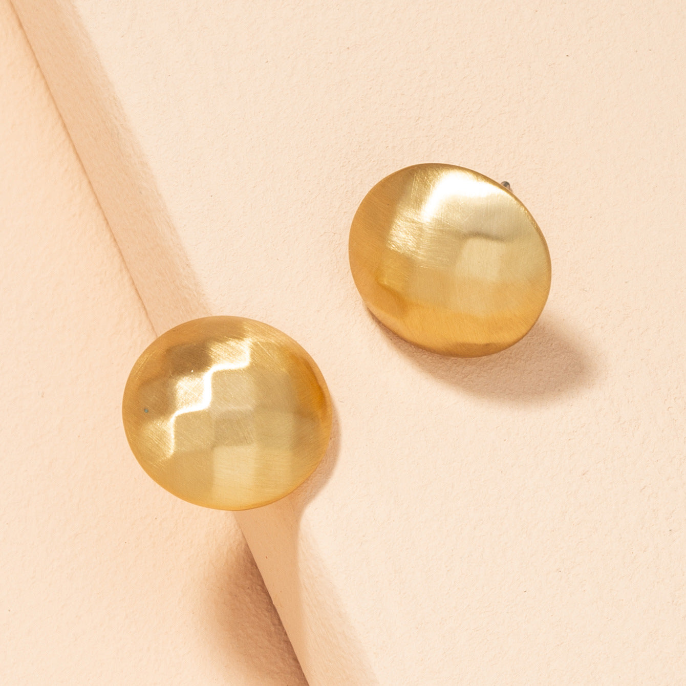 Gold Faceted Dome Stud Earrings