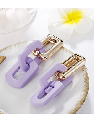 Open image in slideshow, Chain Link Earrings- PURPLE
