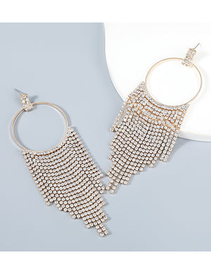 Open image in slideshow, Diamond Claw Chain Tassel Earrings
